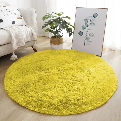 Round Fluffy Plush Carpet for Home Living Room Decor Thick Area Rugs Velvet Floor Mats